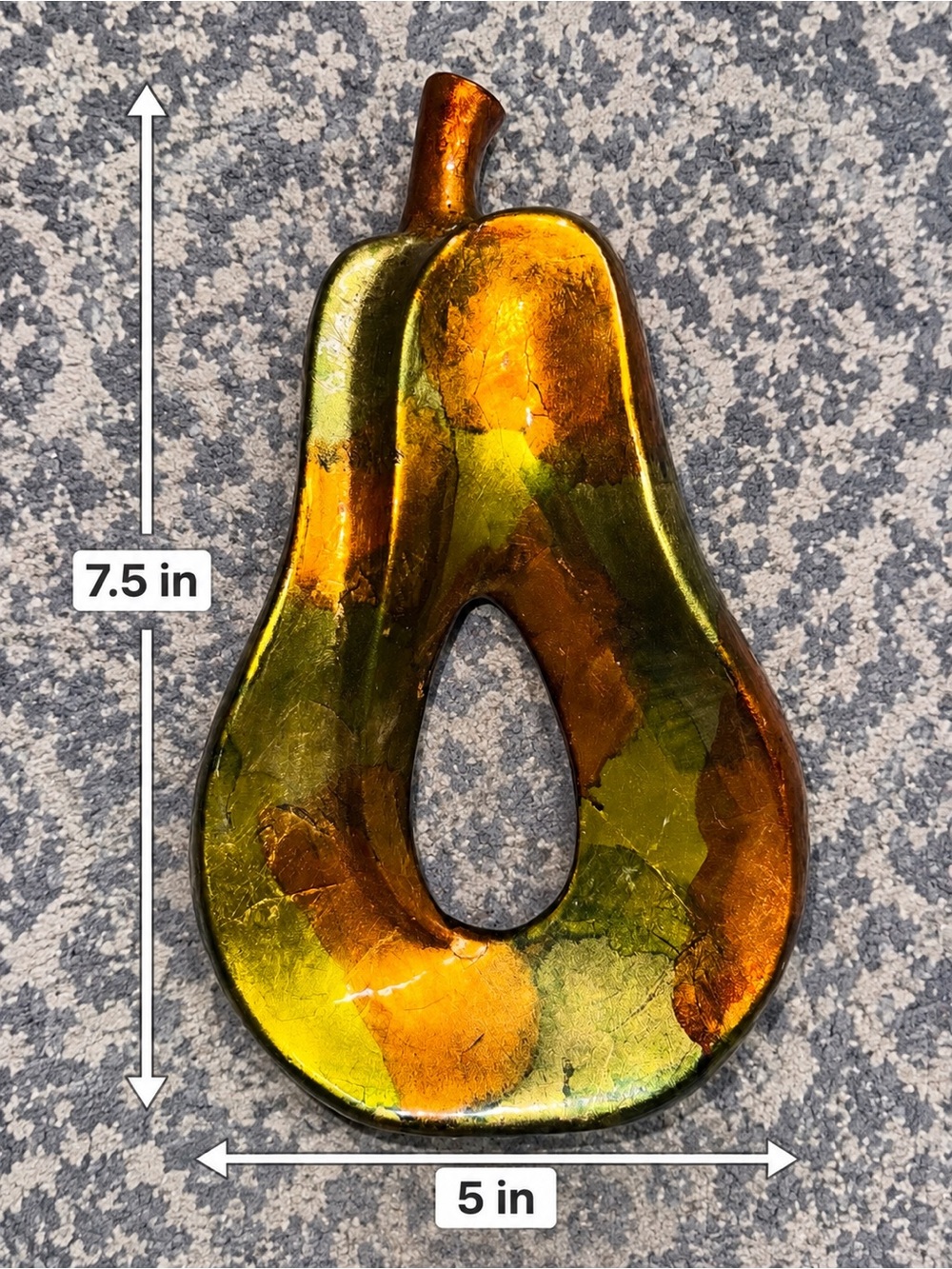 Decorative Glass Pear Wall Accent in Amber Green